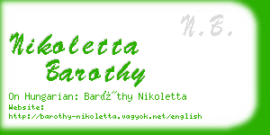 nikoletta barothy business card